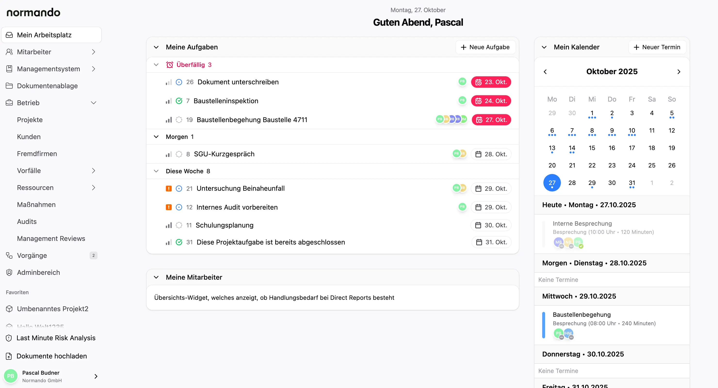 Demo-Ansicht der Normando Anwendung